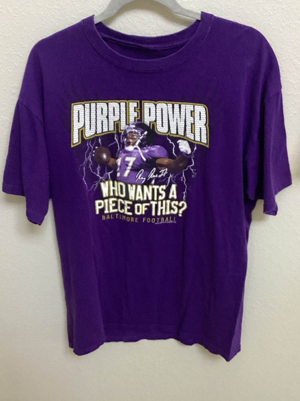 Purple Short Sleeve Tee - 'Purple Power' Football Graphic